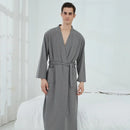 Unisex Cotton Terry Bathrobe - Long Absorbent Kimono-Style Towel Bath Robe for Men and Women
