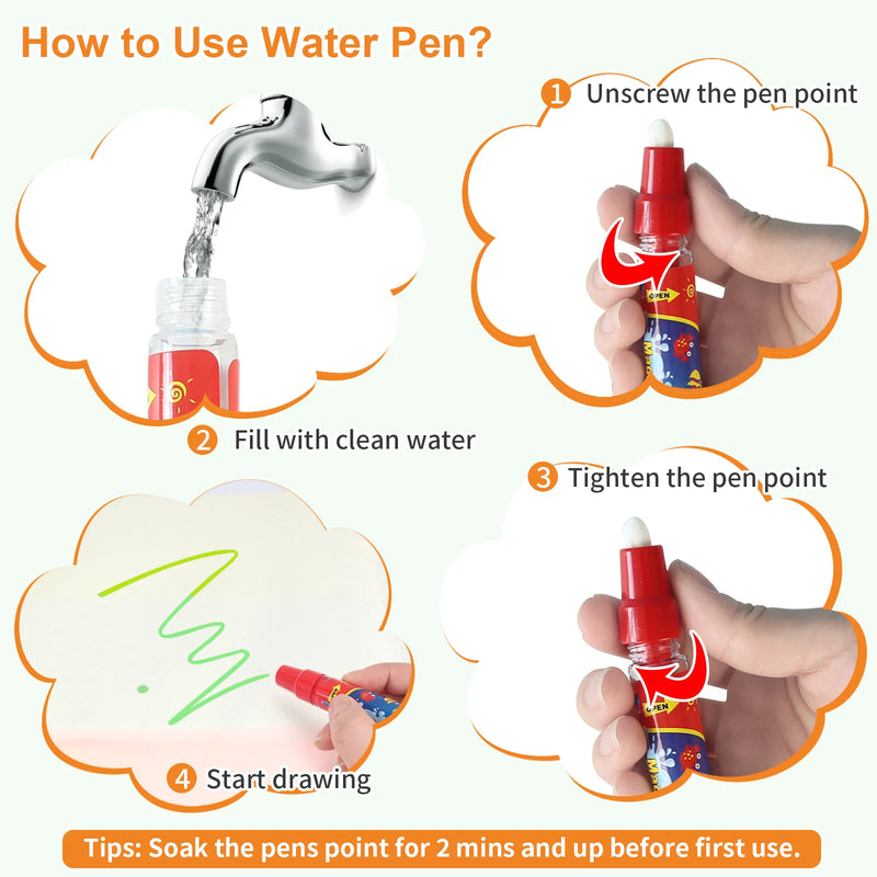 Magic Water Drawing Mat for Kids – 100x80CM Reusable Montessori Doodle Board with Pens & Stencils