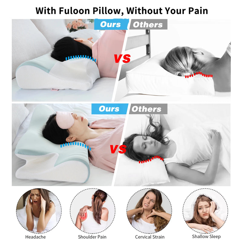 Memory Foam Pillow Bed Orthopedic Rebound Butterfly Shaped for Neck Pain Cervical Neck Stretcher