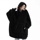 Oversized Fleece Blanket Hoodie – Thick Double-Faced Wearable Blanket