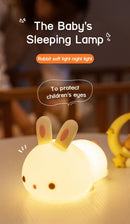 Rabbit night light – touch sensor RGB LED bunny lamp, USB rechargeable silicone nightlight