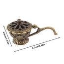Metal Lotus Incense Burner Bowl with Handle – Antique Style Alloy Holder for Meditation & Decor