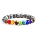 Classic 7 Chakra Energy Bracelet – Natural Volcanic Stone Yoga Meditation Jewelry