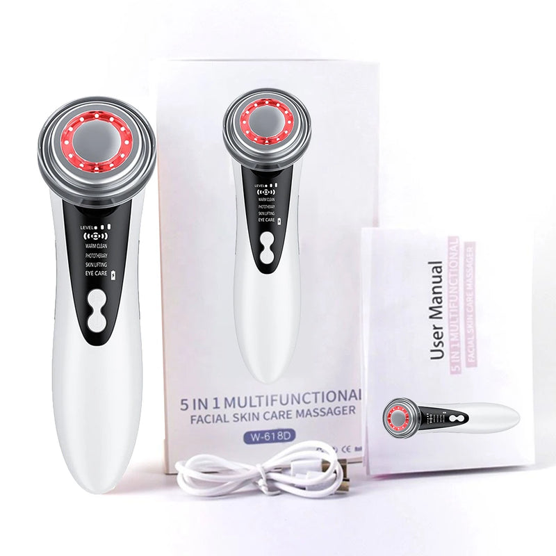 Facial Massager – Skin Rejuvenation, Face Lift, Wrinkle Removal & Whitening Tool 4-in-1 RF EMS