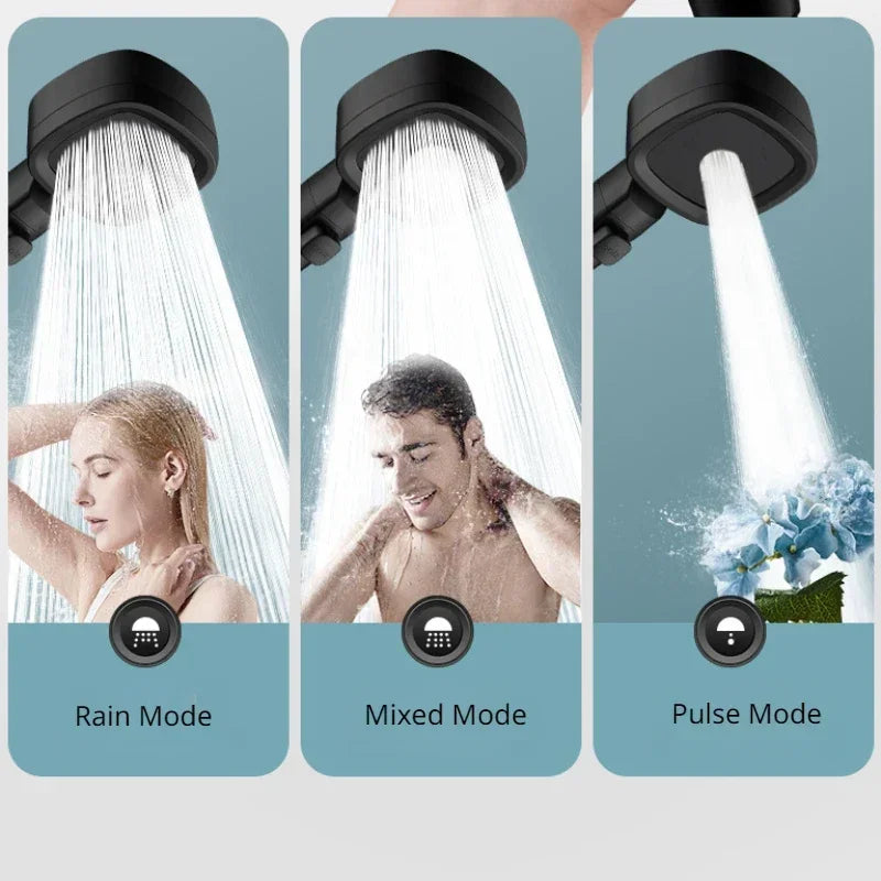 High-Pressure Shower Head – 3 Modes, Water-Saving, One-Key Stop