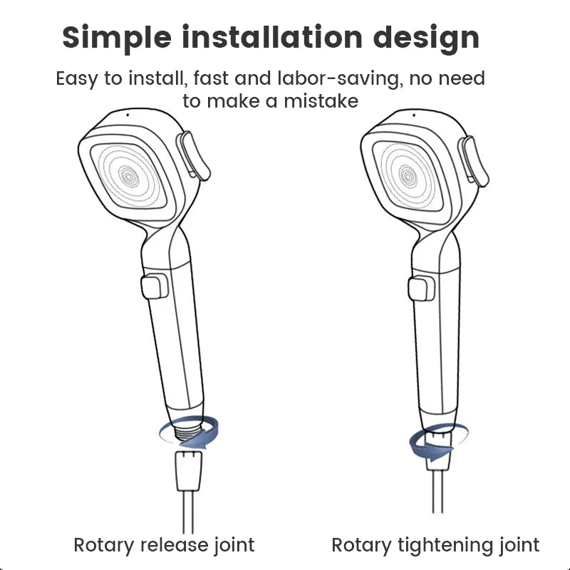 High-Pressure Shower Head – 3 Modes, Water-Saving, One-Key Stop, Adjustable Massage Spray, Handheld