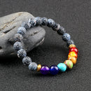 Classic 7 Chakra Energy Bracelet – Natural Volcanic Stone Yoga Meditation Jewelry