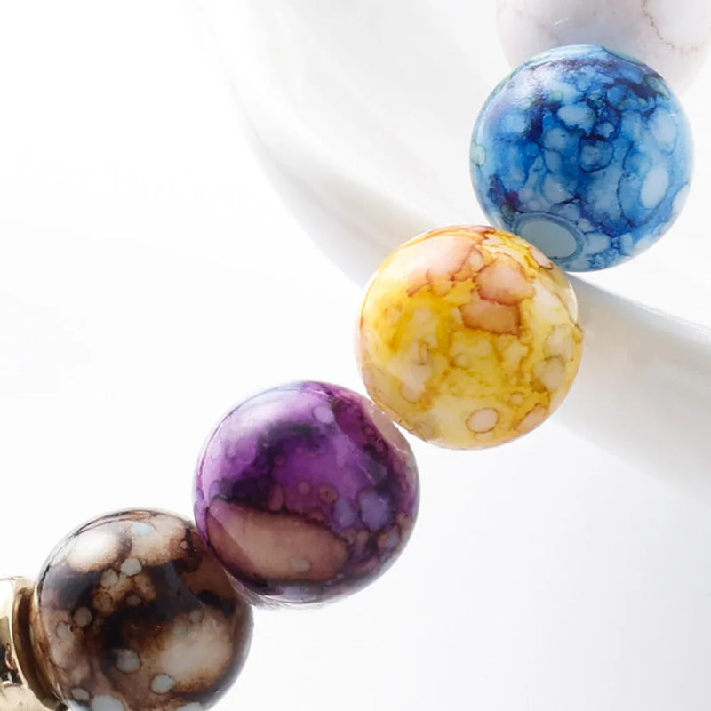 Classic 7 Chakra Energy Bracelet – Natural Volcanic Stone Yoga Meditation Jewelry