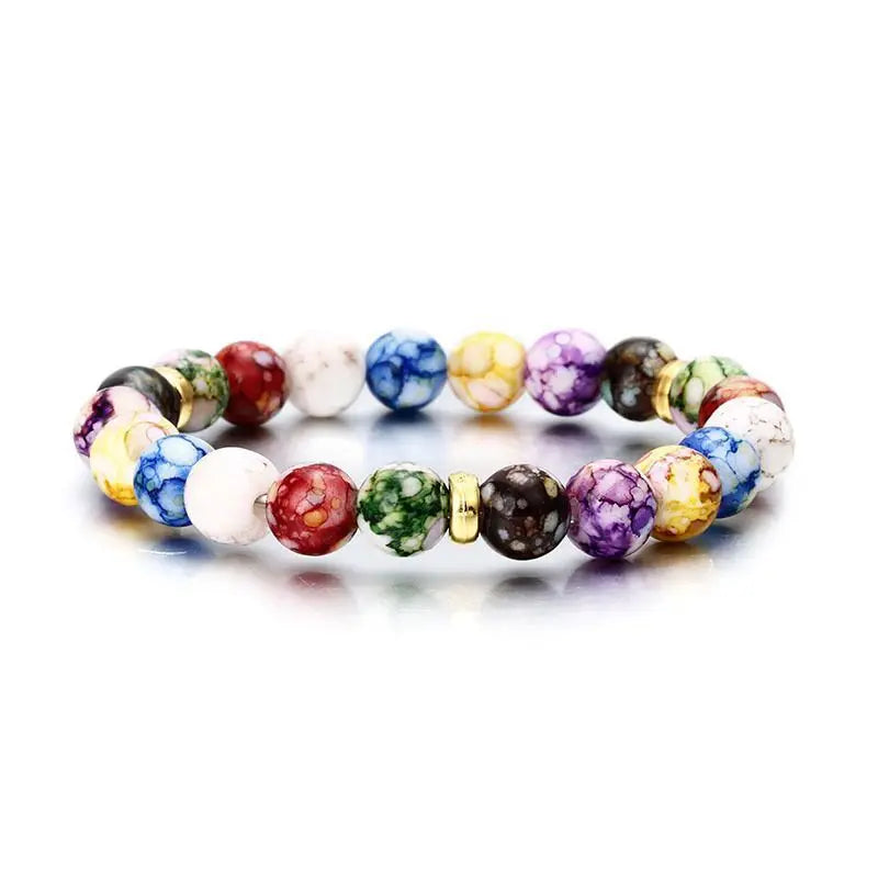 Classic 7 Chakra Energy Bracelet – Natural Volcanic Stone Yoga Meditation Jewelry