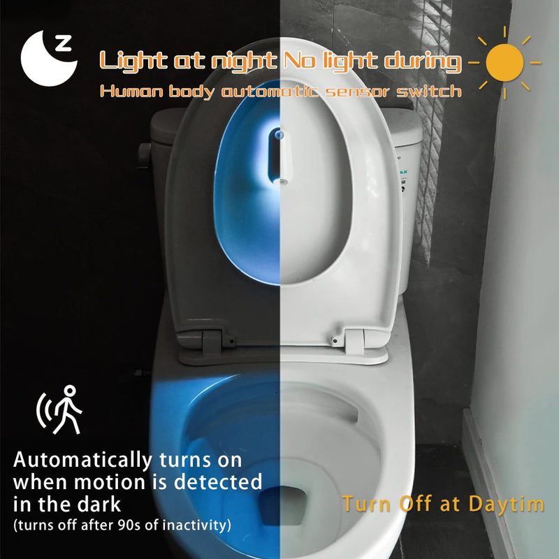 Toilet Night Light With Motion Sensor – RGB 7-Color Changing LED Bowl Light