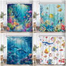 Undersea Cartoon Shower Curtain With Sea Turtle & Coral