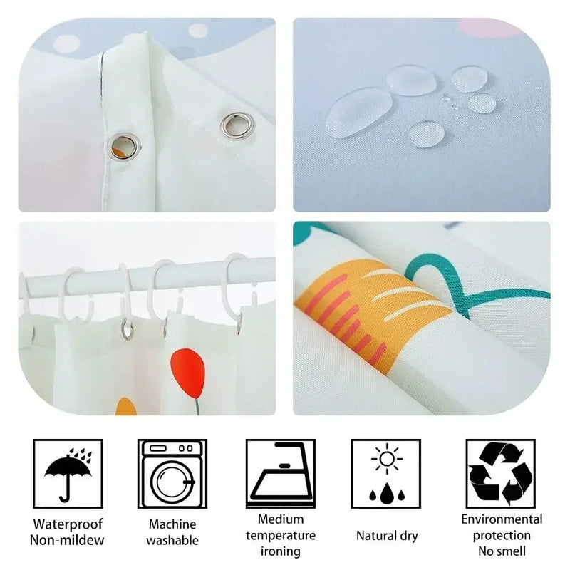 Undersea Cartoon Shower Curtain With Sea Turtle & Coral