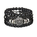 Braided Leather Wrap Bracelet for Men – Vintage Beaded Tribal Wristband with Charms