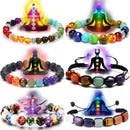 Classic 7 Chakra Energy Bracelet – Natural Volcanic Stone Yoga Meditation Jewelry
