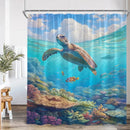 Undersea Cartoon Shower Curtain With Sea Turtle & Coral