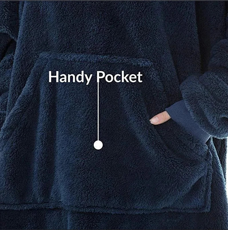 Oversized Fleece Blanket Hoodie – Thick Double-Faced Wearable Blanket