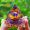 Orgone Pyramid Energy Generator With Amethyst And Peridot For Chakra Healing Meditation Room Decor