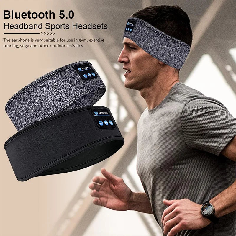 Bluetooth Sports Headband Earphones – Elastic Wireless Headphones with Music Eye Mask