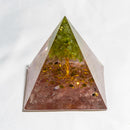 Natural Crystal Energy Pyramid – Peridot & Amethyst Reiki Healing Chakra Decor