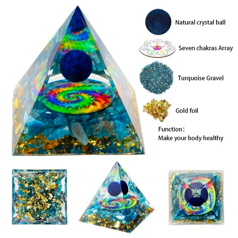 Natural Crystal Energy Pyramid – Peridot & Amethyst Reiki Healing Chakra Decor