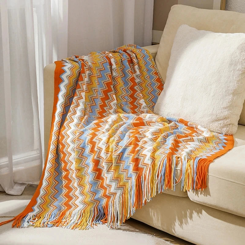 Boho Bed Plaid Blanket – Aztec Baja Sofa Cover, Decor Throw, Wall Hanging Tapestry, Rug Cobertor