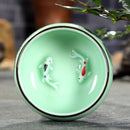 Traditional Celadon Hand-Painted Teacup – 80ml Chinese Kung Fu Tea Cup