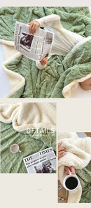Solid Colour Thickened Double-Sided Lamb Fleece and Tafu Fleece Jacquard Blanket for Home and Office