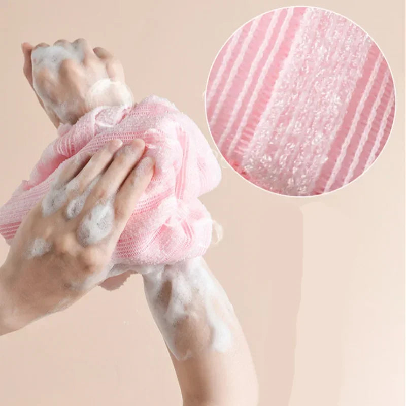 EXFOLIATING NYLON BATH TOWEL – BODY SCRUB WASHCLOTH FOR DEEP CLEANSING AND SMOOTH SKIN