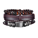 Braided Leather Wrap Bracelet for Men – Vintage Beaded Tribal Wristband with Charms