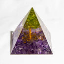 Natural Crystal Energy Pyramid – Peridot & Amethyst Reiki Healing Chakra Decor