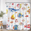Undersea Cartoon Shower Curtain With Sea Turtle & Coral