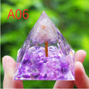 Orgone Pyramid Energy Generator With Amethyst And Peridot For Chakra Healing Meditation Room Decor