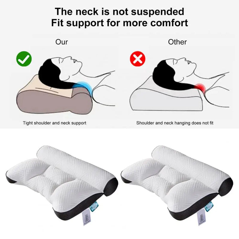 Ergonomic memory foam neck support pillow for side, back and stomach sleepers