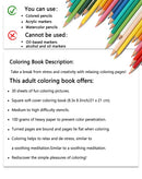 Adult Coloring Book –Women's Spiral Coloring Book, 8.3x8.3 In– Perfect Gift for Birthdays & Holidays