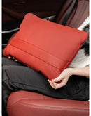 Multifunctional Car Blanket Pillow – Leather Cushion Quilt for Travel and Interior Comfort