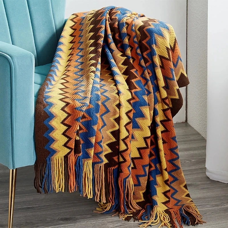Boho Bed Plaid Blanket – Aztec Baja Sofa Cover, Decor Throw, Wall Hanging Tapestry, Rug Cobertor