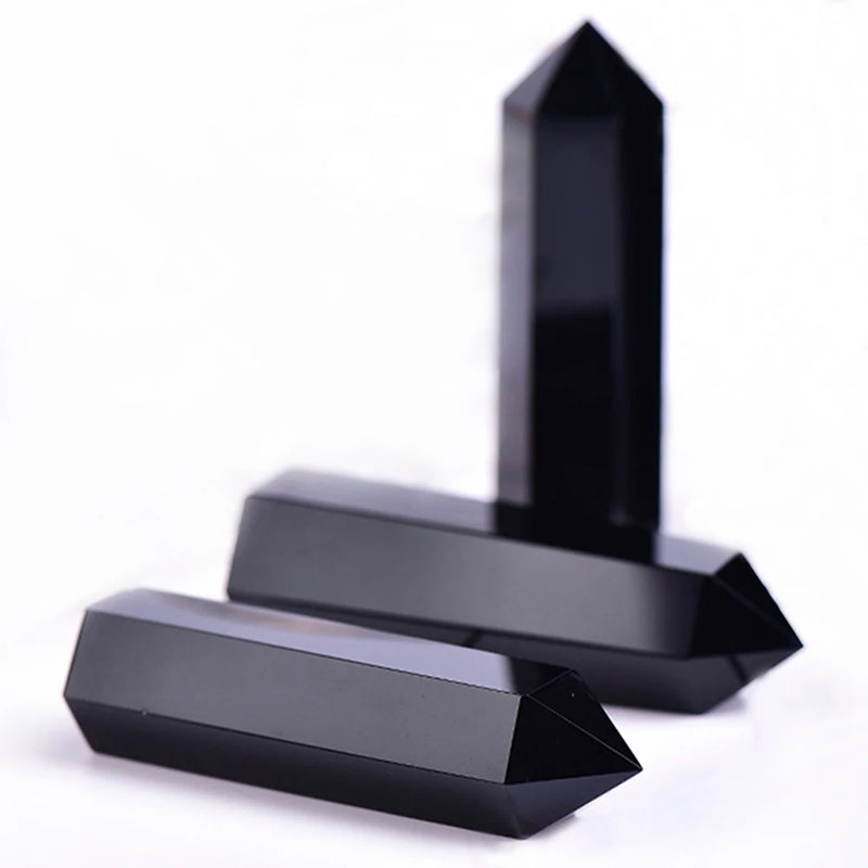 Natural Stone Crystal Point Wand – Rose Quartz, Amethyst, Obsidian & More – Reiki Healing & Home Décor