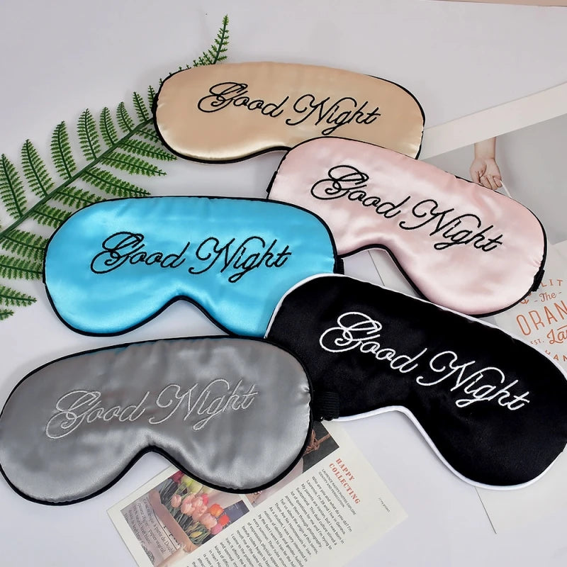 Embroidered Silk Sleep Mask – Adjustable Blackout Eye Cover for Travel and Sleep