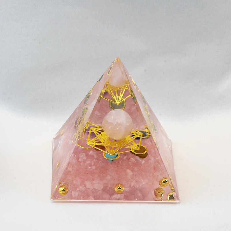 Natural Crystal Energy Pyramid – Peridot & Amethyst Reiki Healing Chakra Decor