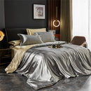 Silk Bedding Set with Duvet Cover Bed Sheet Pillowcases Luxury Satin  Double Bedsheet King Queen
