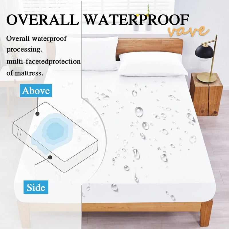 Waterproof Fitted Bed Sheet – Soft, Adjustable Mattress Cover with Elastic Band