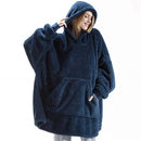 Oversized Fleece Blanket Hoodie – Thick Double-Faced Wearable Blanket
