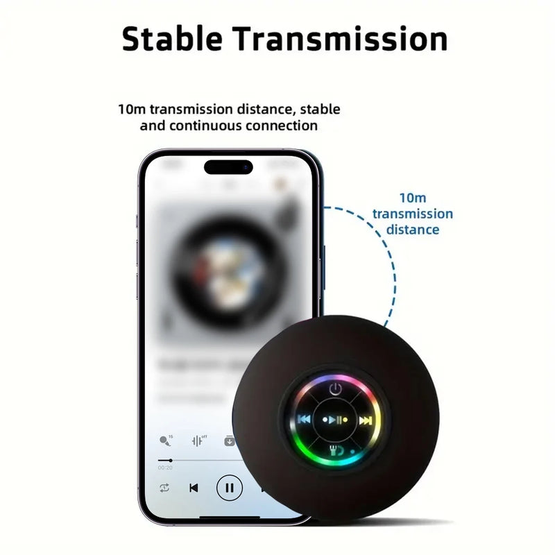 Waterproof Bluetooth Shower Speaker With LED Lights And Suction Cup