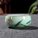 Traditional Celadon Hand-Painted Teacup – 80ml Chinese Kung Fu Tea Cup