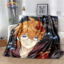 Genshin Impact Flannel Blanket Featuring Tartaglia Zhongli Xiao Kazuha Hutiao Characters