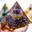 Natural Crystal Energy Pyramid – Peridot & Amethyst Reiki Healing Chakra Decor