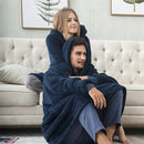 Oversized Fleece Blanket Hoodie – Thick Double-Faced Wearable Blanket