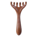 Six-Claw Wooden Head Massage Comb – Natural Sandalwood Gua Sha Tool for Scalp & Body Relaxation