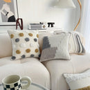 Boho Throw Pillow with Braided Rope and Tassels – Cotton Linen Textured Cushion