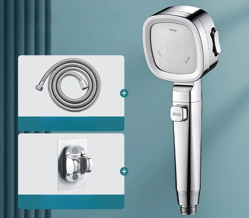 High-Pressure Shower Head – 3 Modes, Water-Saving, One-Key Stop
